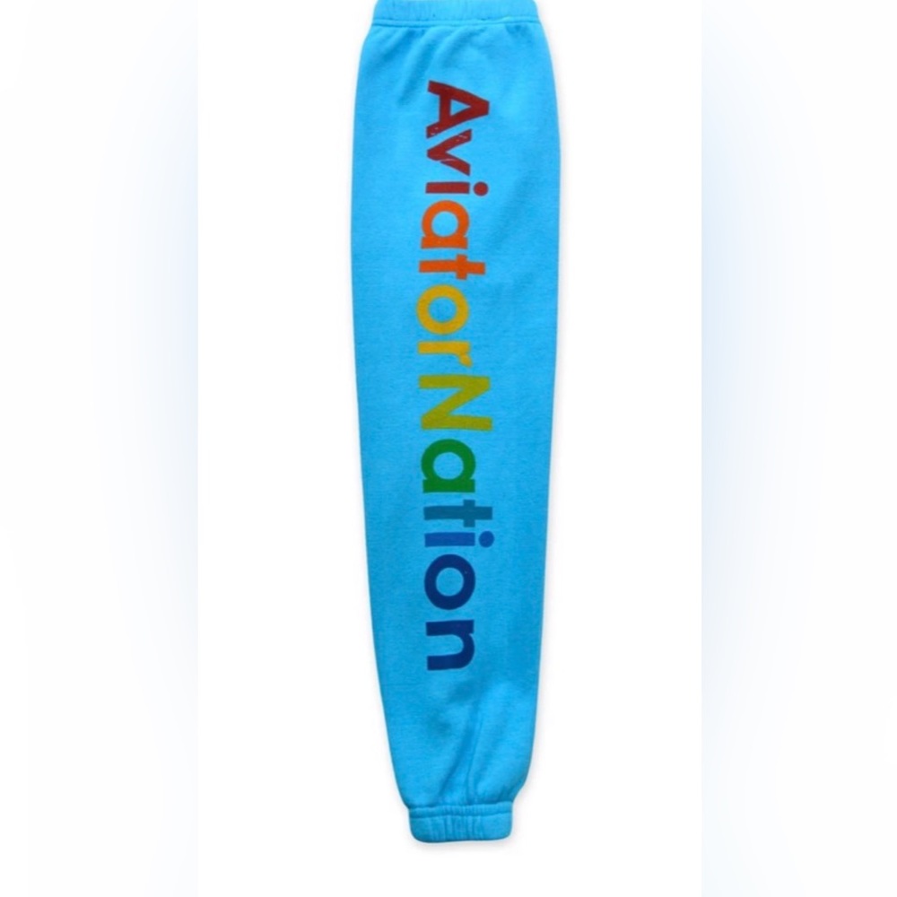 Aviator nation - neon blue lettered sweatpants